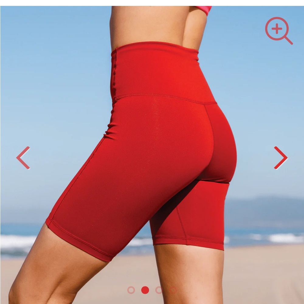Left On Friday Red High-Waist Bike Shorts
